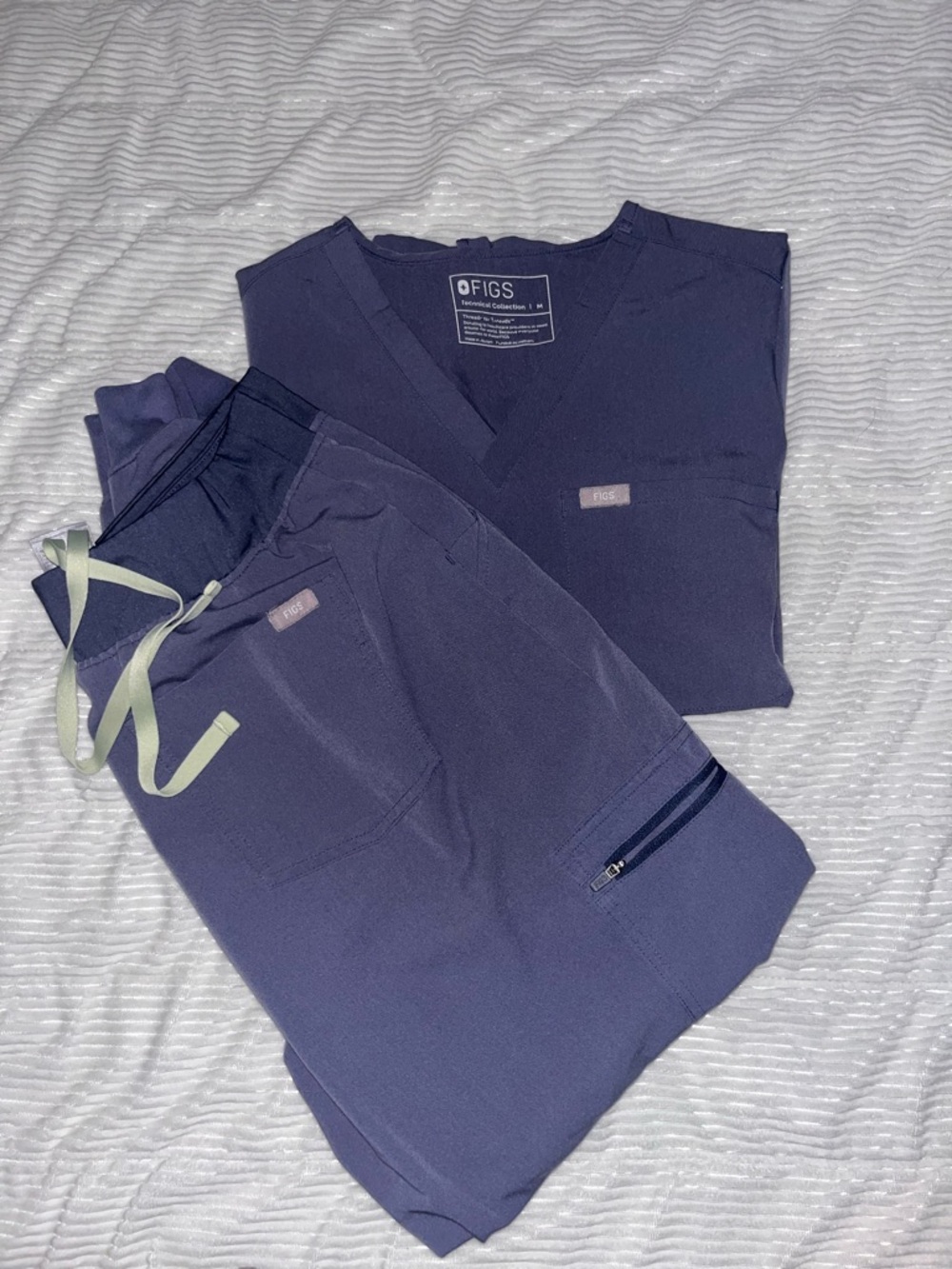 FIGS Space Navy Scrub Set with Mint Drawcord